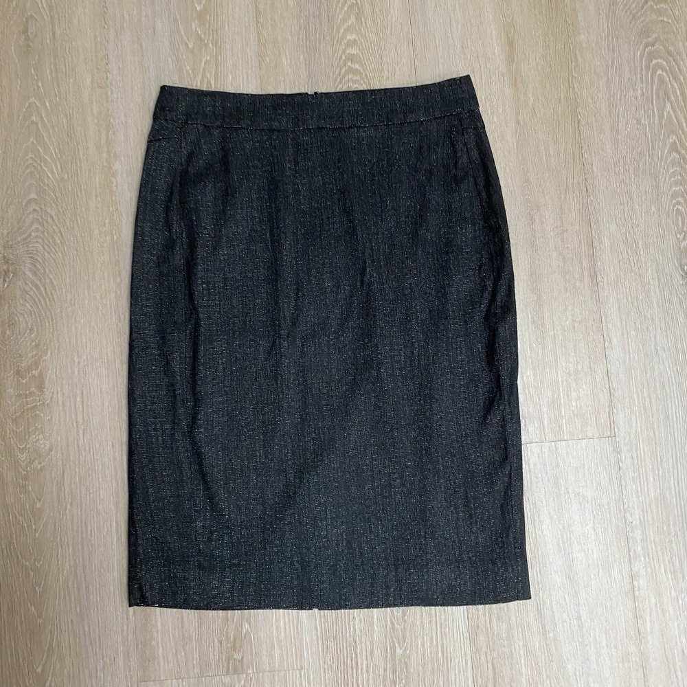 Ann Taylor Size 4 Charcoal Grey Metallic Wool Blend Tweed Pencil Skirt Lined